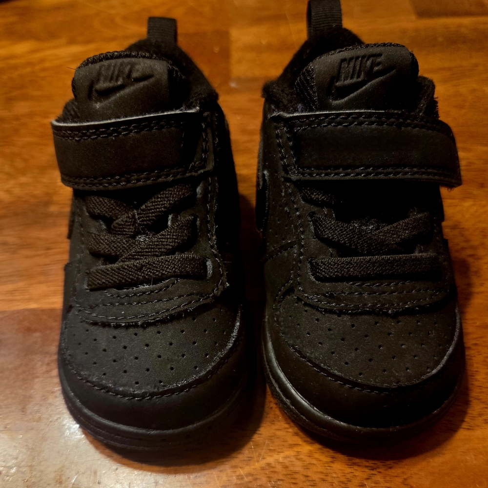 Nike Black Sneakers with Velcro Straps and Suede Finish